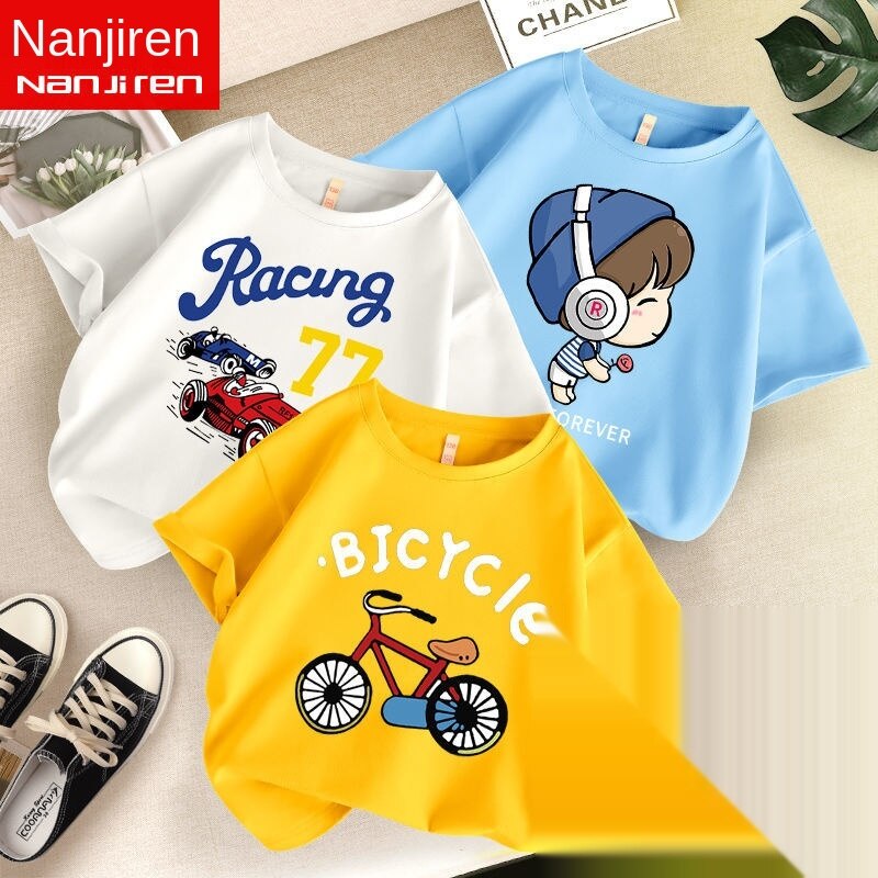 Bộ 3 Áo Thun Cotton Ngắn Tay Thời Trang Cho Bé Trai