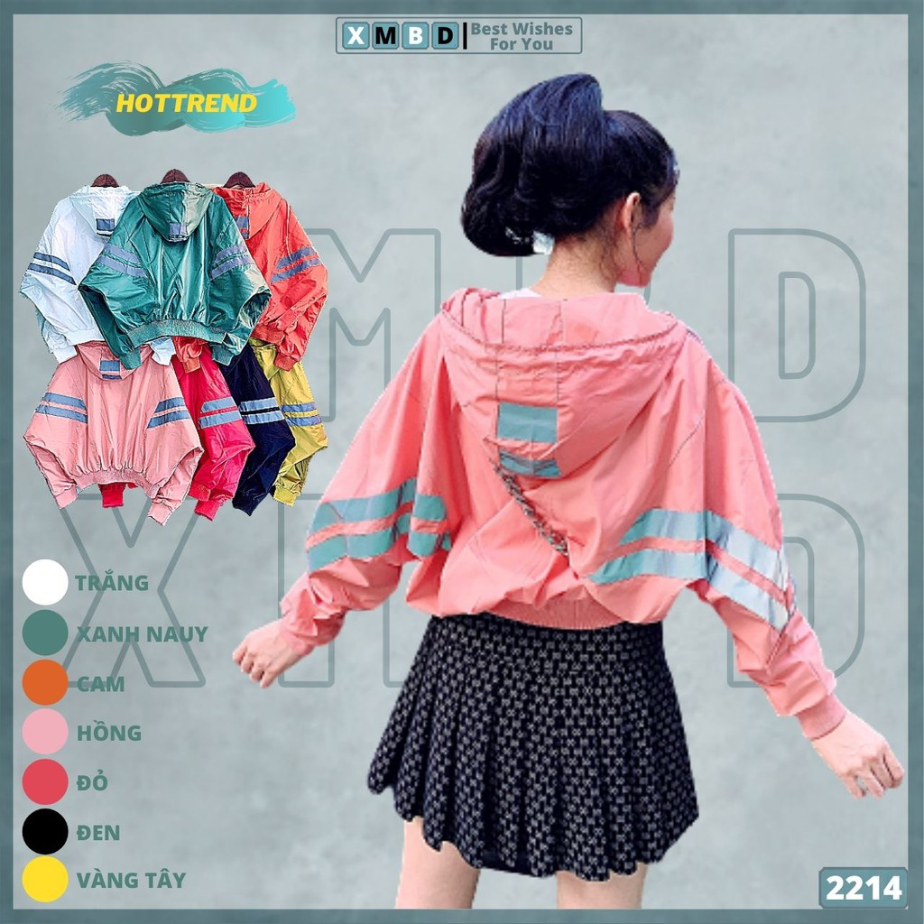 Áo Khoác Dù Nữ Hàng Quảng Châu Form Rộng Cánh Dơi Jackets Gió Nữ Viền 2 SỌC PHẢN QUANG - AK2214