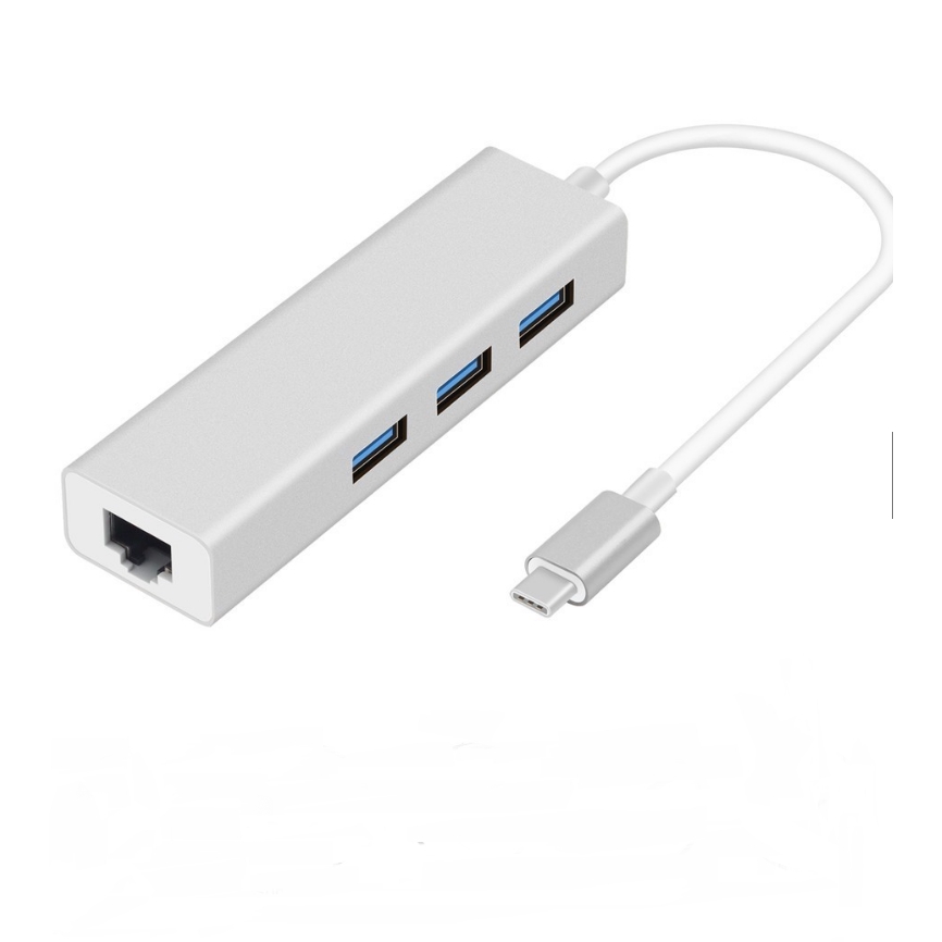 Thiết bị chuyển đổi cổng Type C sang cổng mạng LAN RJ45 3 cổng USB 3.0 dành cho Laptop táo