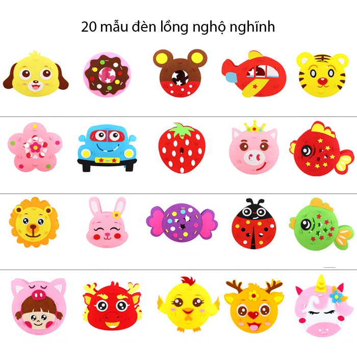 Đèn lồng thủ công bé tự làm từ vải không dệt sáng tạo ngộ nghĩnh