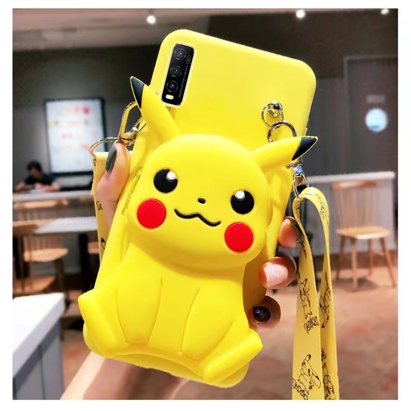 Ốp Điện Thoại Trang Trí Búp Bê Hoạt Hình 3D Kèm Ví Nhỏ Cho OPPO A16 A16K A16E A15 A57 2022 A77 2020