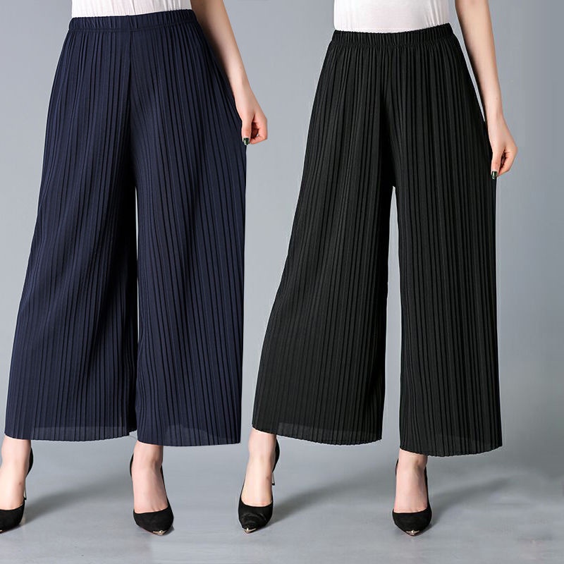 Quần Dài Dáng Rộng Xếp Ly 40-50 Tuổi Thanh Lịch Cho Phụ Nữ Trung Niên 40-50 Tuổi