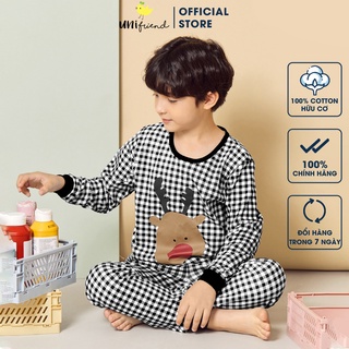 Đồ bộ tay dài quần áo thun cotton cho bé trai mặc nhà mùa thu đông dáng rộng Unifriend Hàn Quốc U1032