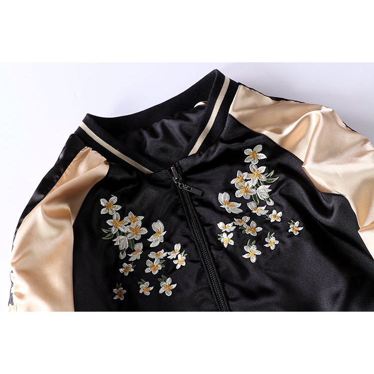 ÁO KHOÁC BOMBER THÊU, ÁO BOMBER THÊU HẠC CỰC ĐẲNG CẤP