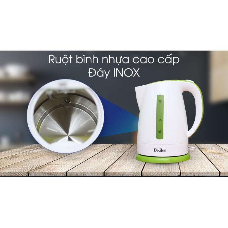 Bình siêu tốc Delites 1.7 lít ST17P01WG Xanh lá