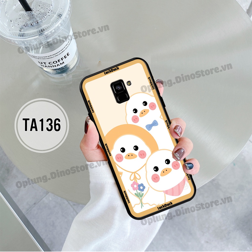 Ốp lưng Samsung A6 2018/A8 2018/J6 2018/A8+/A8 Plus in hình chú vịt vui vẻ may mắn, Lucky Duck dễ thương bảo vệ camera.