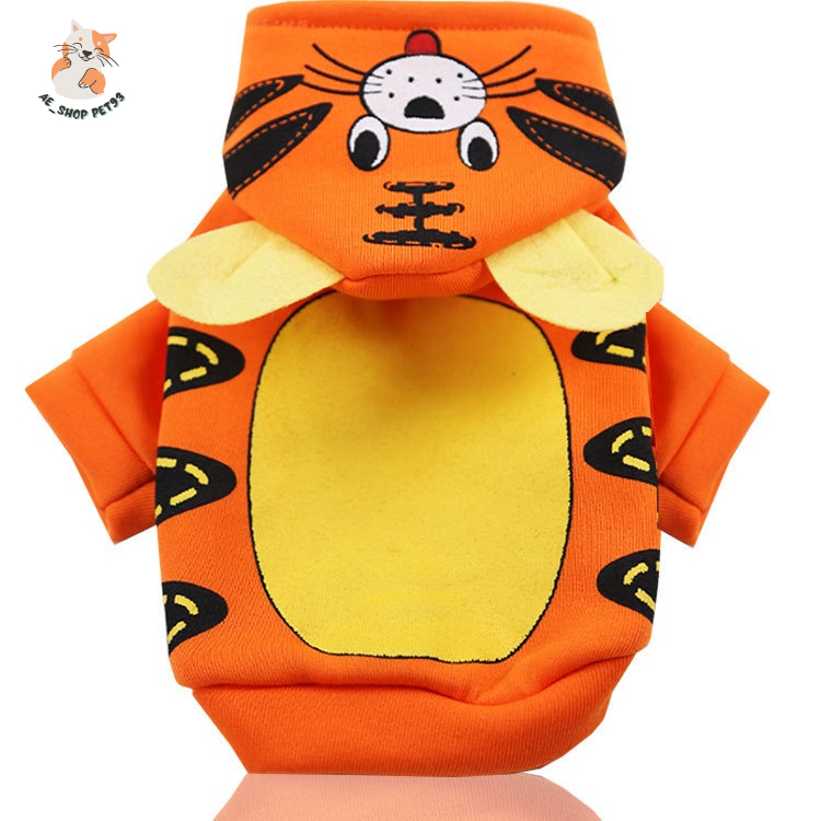 Áo chó mèo hình thú có mũ chất nỉ - Quần áo chó mèo thú cưng