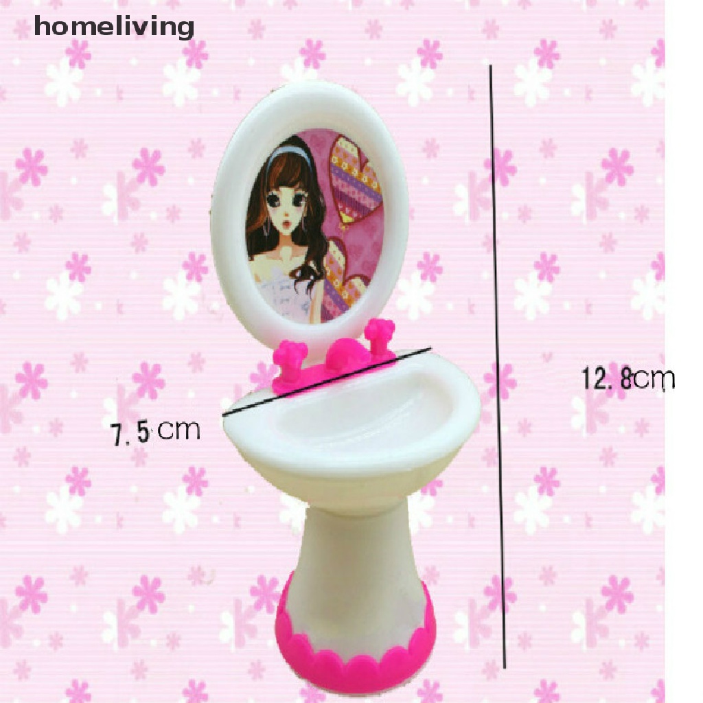 Ghế Ngồi Toilet Thời Trang Cho Búp Bê Barbie 1 Đóng + 1 Chậu Rửa