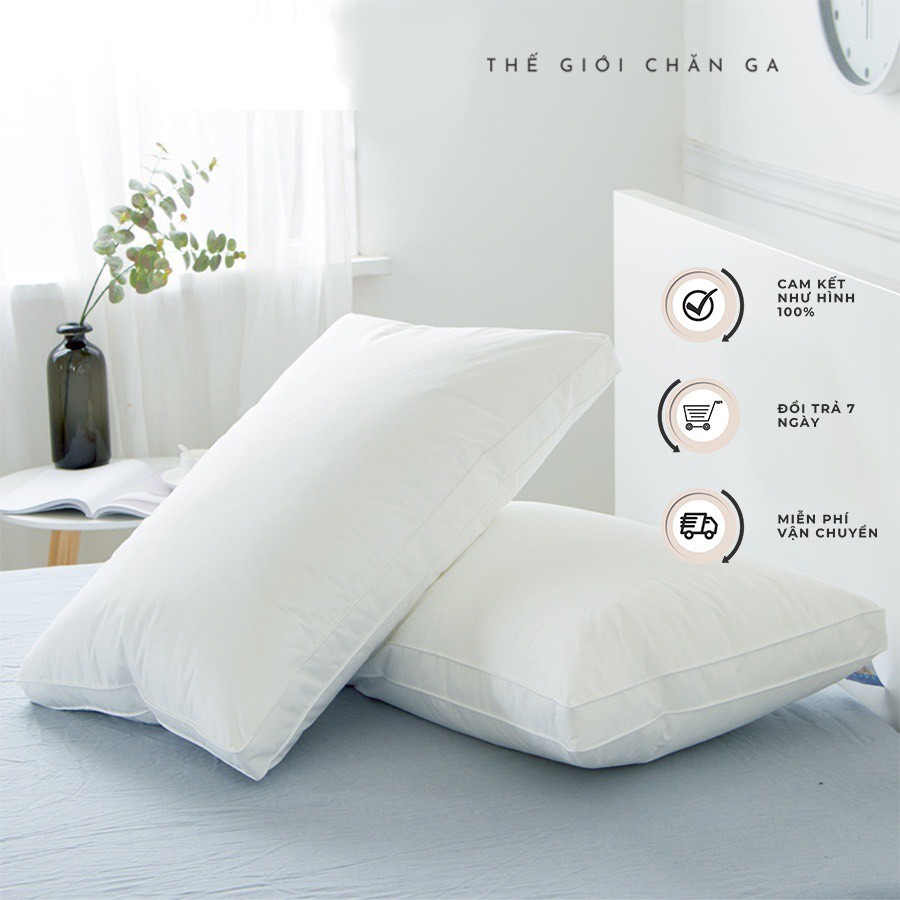 Gối bông mềm mại như Lông Vũ, Ruột Gối Bông Tự Nhiên Kích Thước 50x70cm