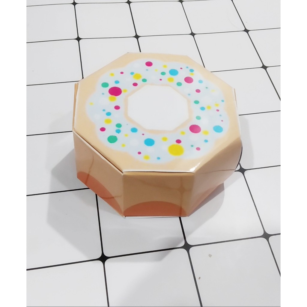 Hộp giấy donut HN46 hộp gấp cute hộp dễ thương 4x8x8 cm