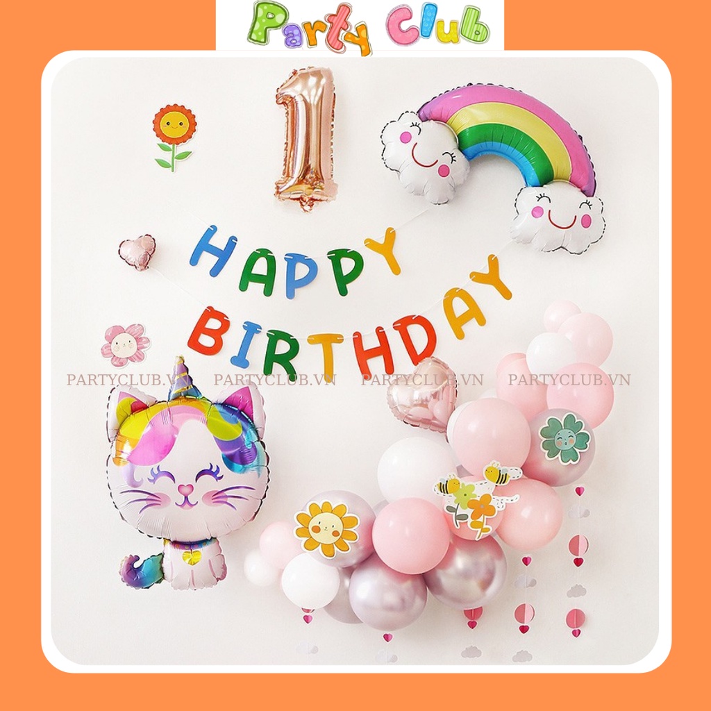 Bóng hình mây cầu vồng trang trí sinh nhật