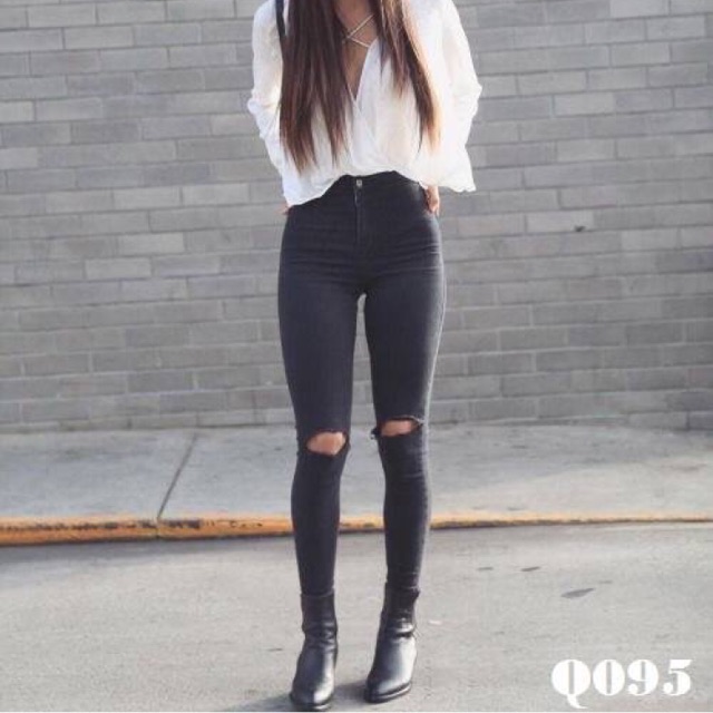 Quần skinny rách gối