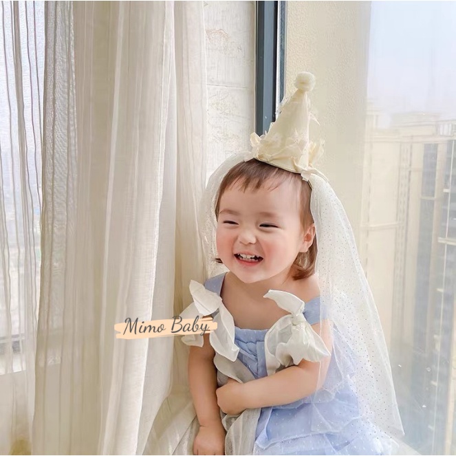 Bờm mũ chóp đính voan xòe lấp lánh, bờm cô dâu cho bé gái BD49 Mimo Baby