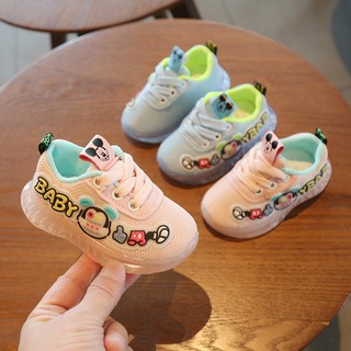 Giày thể thao đế cao su trong siêu mềm cho bé trai bé gái màu cute baby