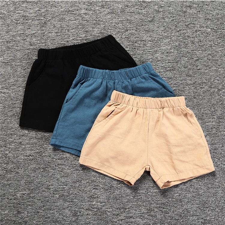 Quần đùi SANITKUN cotton màu trơn thoáng khí phong cách Hàn Quốc thời trang mùa hè dành cho trẻ em