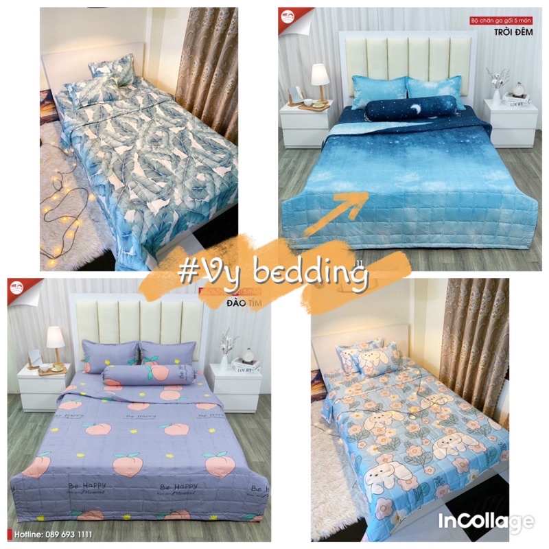 Bộ Chăn Hè Ga Gối Cotton Poly 5 món. Mẫu mới nhất 2022