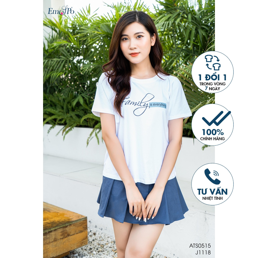 Áo thun nữ Emspo cổ tròn in chữ Family is everything ATS0515