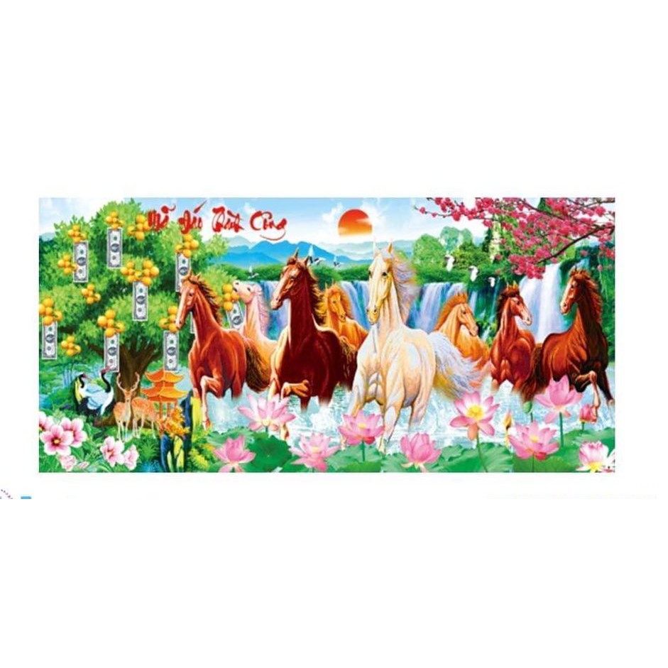 Tranh thêu chữ thập Mã Đáo Thành Công KT:115x53cm-180x82cm