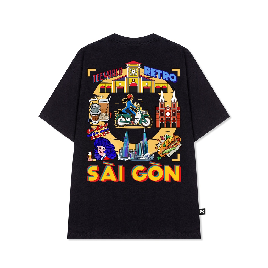 Áo thun Local Brand Teeworld Saigon Retro Nam Nữ Trắng Đen Form Rộng Unisex