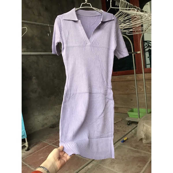 Váy đầm len cổ bẻ dáng ôm hot hit  &