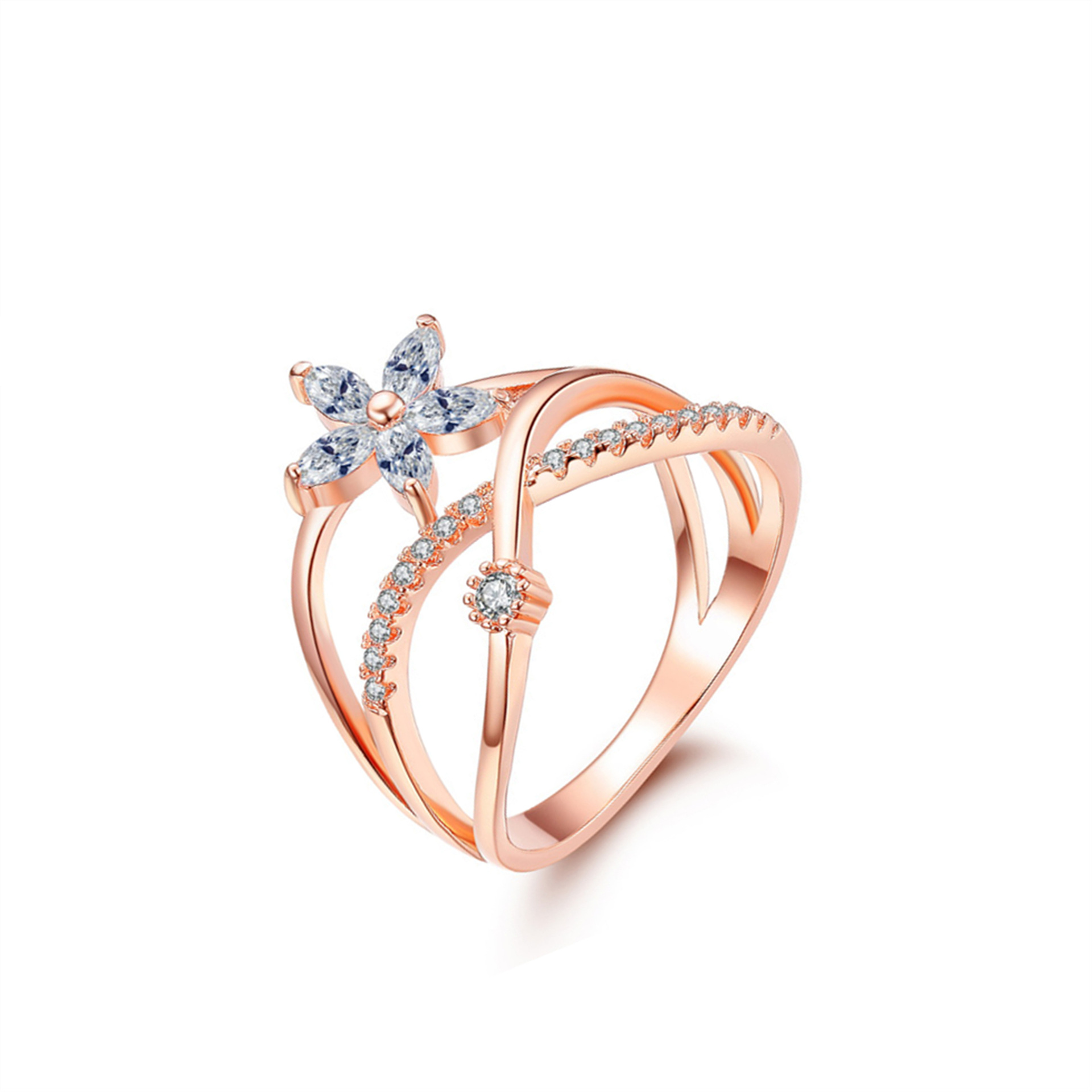 AIFEI💍 Silver 925 Original Creative Bracelet Korean Style Ring Rose Gold Plated Horse Eye Zircon Ring Finger Ring Accessories Jewellery fashion Cincin-S1