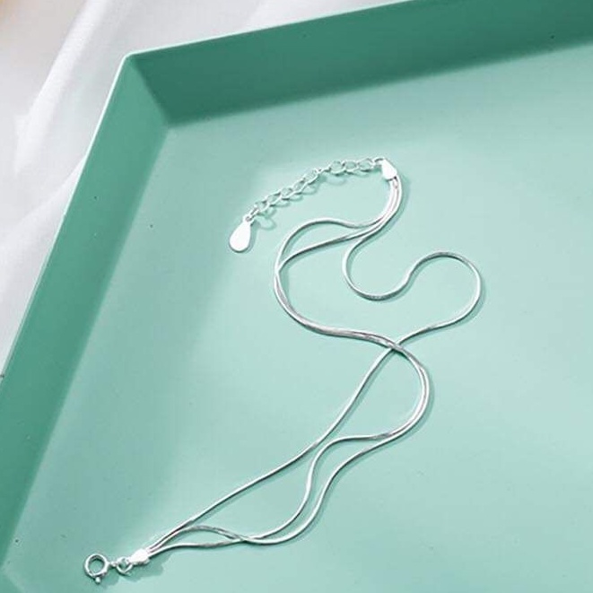 Lắc tay sợi mì trơn bạc ý 925