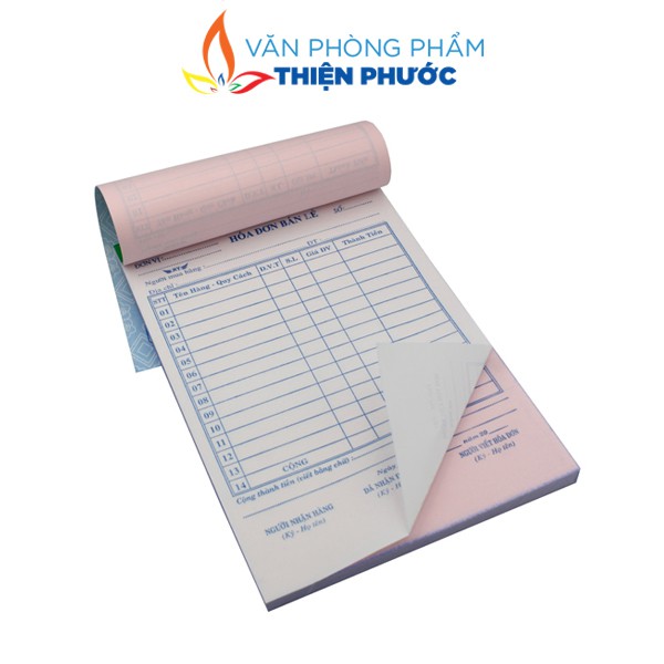 Hóa đơn bán lẻ 1 liên 2 liên 13x19mm xấp 100 tờ THIỆN PHƯỚC