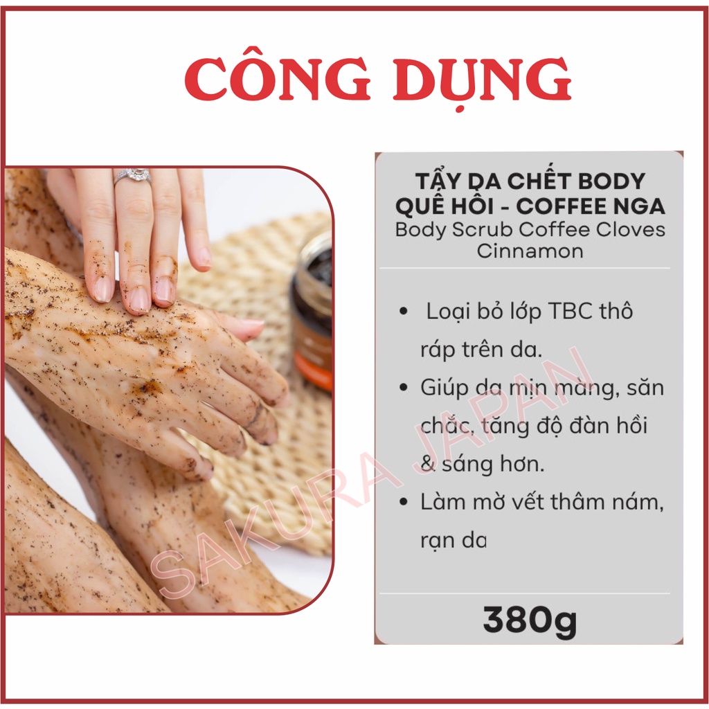 Tẩy tế bào chết body quế hồi cà phê Nga hãng Bilena mẫu mới 380g
