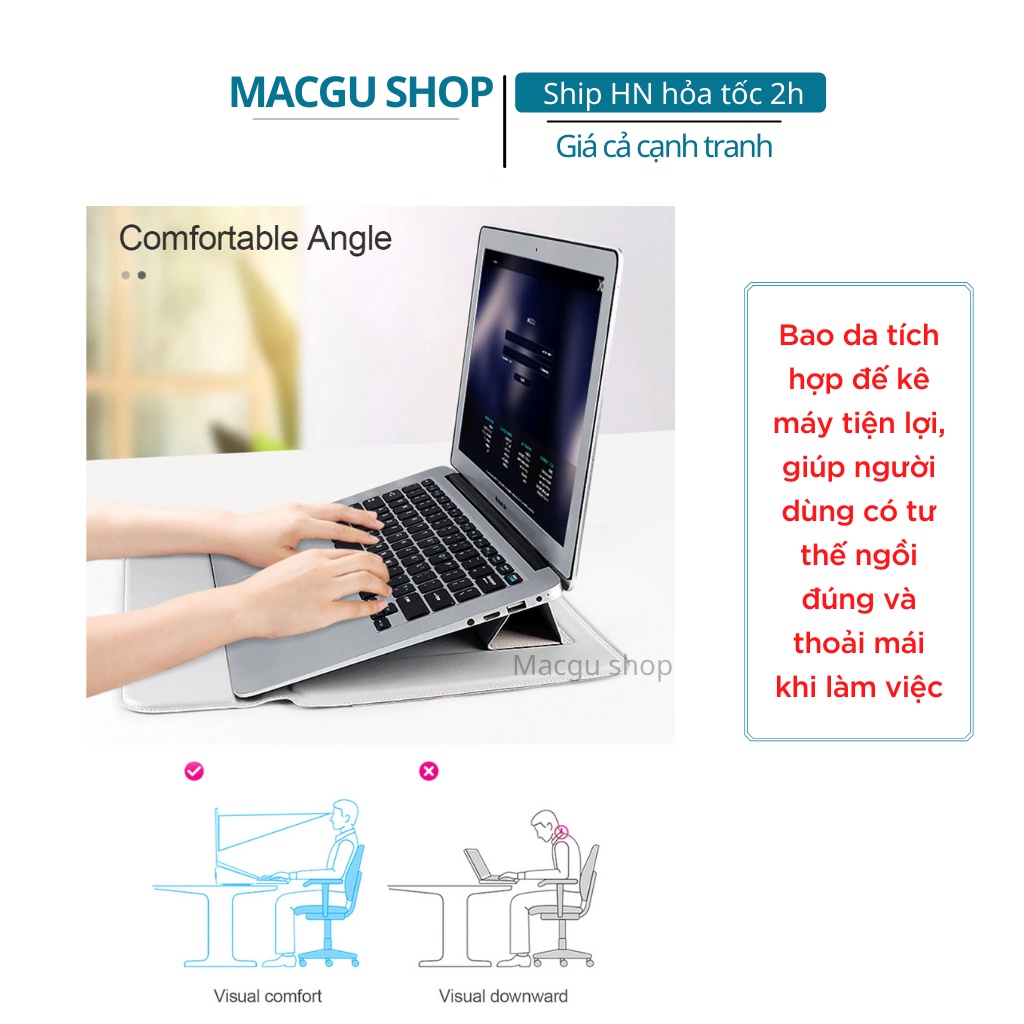 Bao da Macbook, Laptop jquanmel kèm đế kê dựng máy chống sốc pro air m1 m2 13&quot; 14&quot; - B09