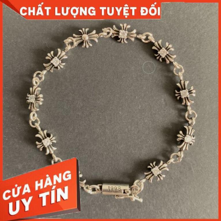 Lắc tay Chrome Heart Mini Cross bạc đính đá fullbox.