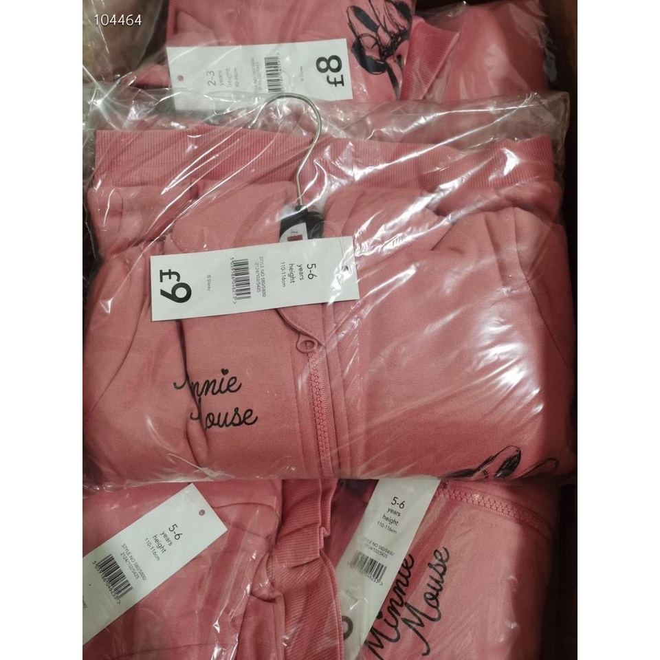 Áo khoác kéo khóa nỉ hồng lót lông micky có mũ cho bé gái tiện dụng từ 1 -5 y