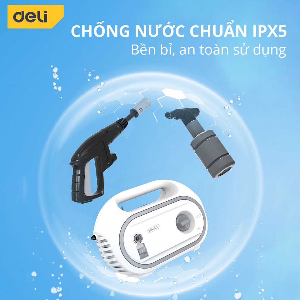 Máy Xịt Rửa Xe Mini Deli Cao Áp, Cầm Tay Tiện Lợi, Nhỏ Gọn - BH 36 Tháng - Tiết Kiệm Điện Năng, Phun Xịt Rửa Đa Năng