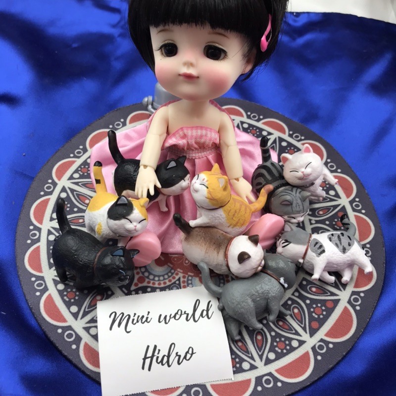 Combo mô hình bé mèo hoàng thượng tí hon mini cute mặt đánh yêu dành cho trang trí nhà búp bê Barbie bjd tỉ lệ 1/8