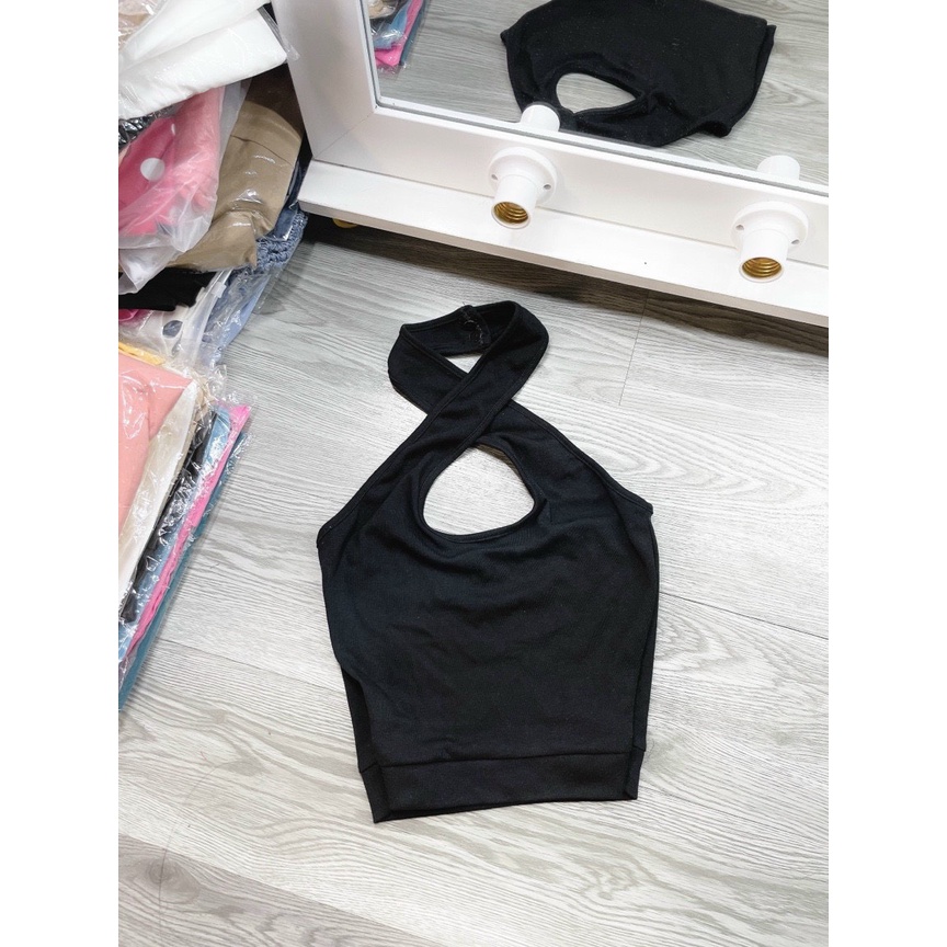 áo yếm xoắn chéo cổ giọt nước sexy cài 2 nút sau u