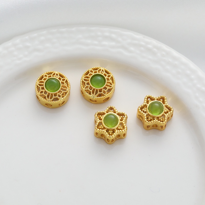 Chuỗi Hạt Tròn Rỗng Màu Vàng Đồng 18k 10mm Dùng Làm Trang Sức diy