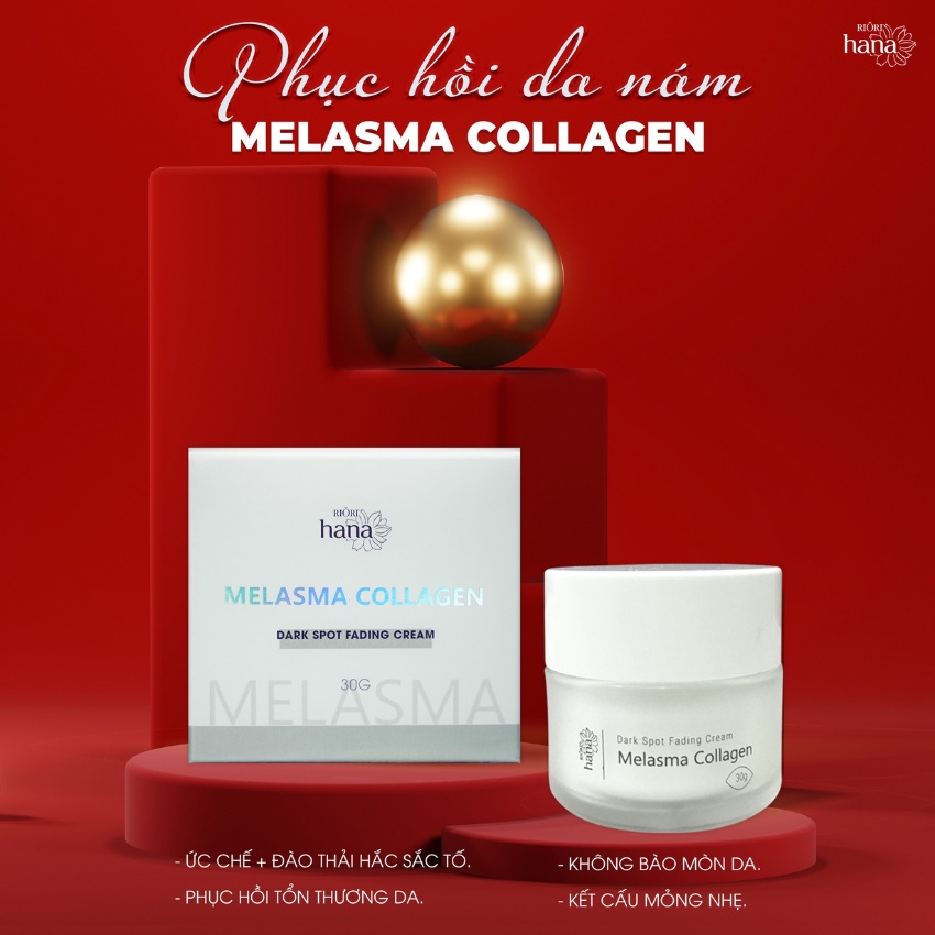 Kem Nám Riori Hana Melasma Collagen Dark Spot Fading Cream 30g - Mờ thâm nám, dưỡng trắng đều màu