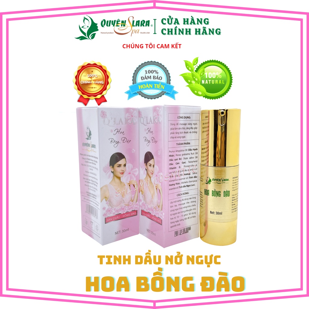 COMBO 5 Lọ Tinh Dầu Xịt Nở Ngực Thảo Dược HOA BỒNG ĐÀO Quyên Lara - 30ml - HÀNG CHÍNH HÃNG