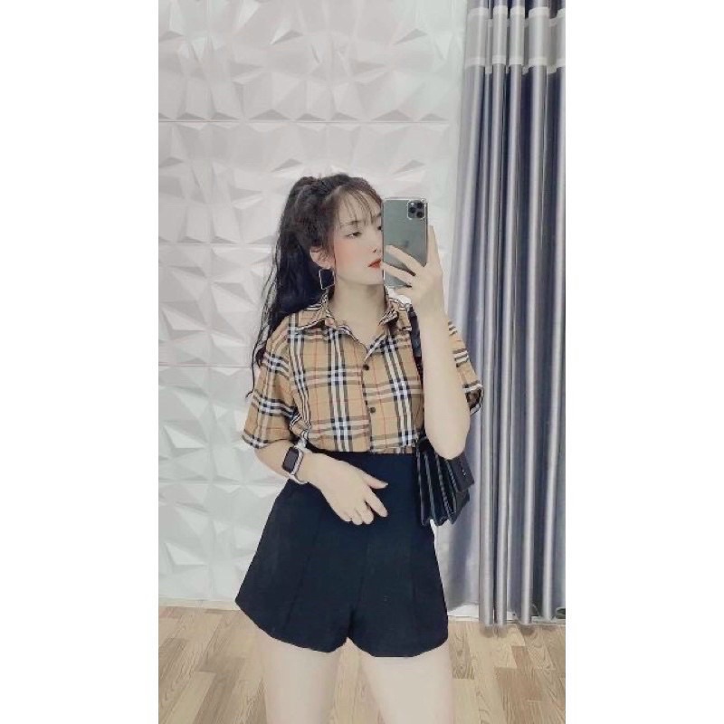 Áo sơ mi caro HAI TÚI tay ngắn