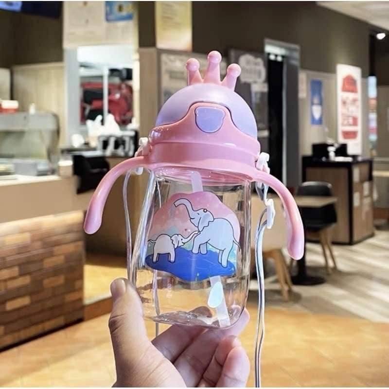 Bình nước ống hút Hình Vương Miện đáng yêu cho bé dung tích 300ml