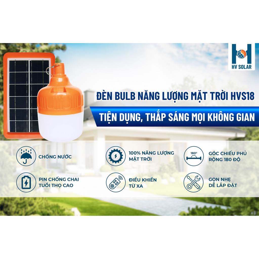 Bộ Đèn BULB Năng Lượng Mặt Trời Cống Suất 80W Điều Khiển Từ Xa Tự Động Bật Lúc Trời Tối