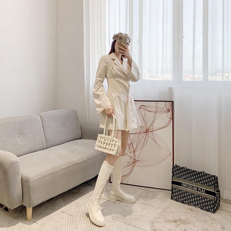 Giày Bốt Cổ Cao Co Giãn Thời Trang Thu Đông Dành Cho Nữ