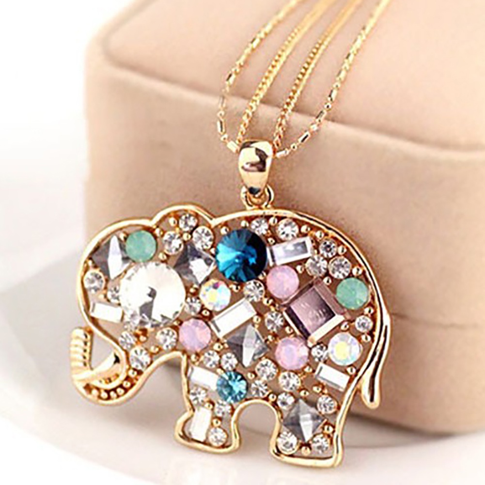 Vòng cổ Dài Mặt Hình Chú Voi Đính Đá Nhân Tạo Lấp Lánh Xinh Xắn Cho Nữ