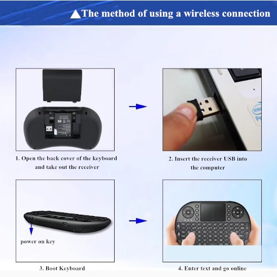 Bàn phím không dây cầm tay QWERTY có bàn di chuột cho TV BOX Android | BigBuy360 - bigbuy360.vn