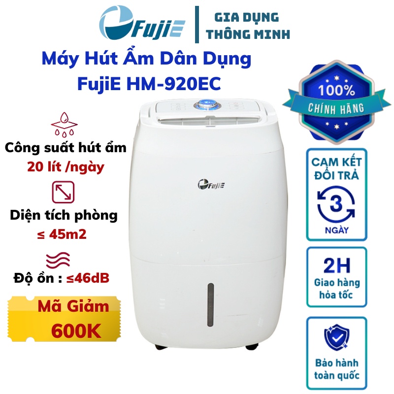 Máy hút ẩm dân dụng FujiE HM-920EC công suất hút ẩm 20L/ngày, hàng nhập khẩu chính hãng bảo hành 24 tháng
