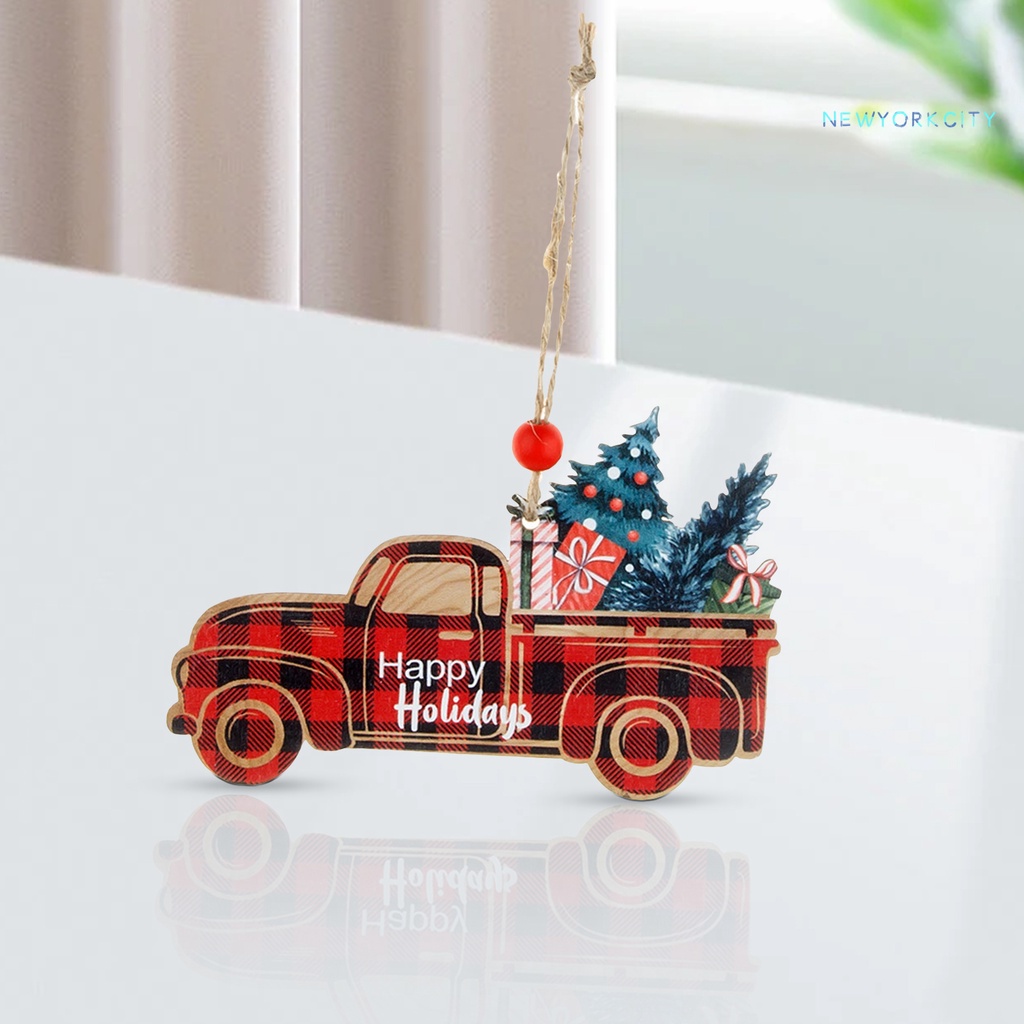 Ny- Mặt Dây Chuyền Bằng Gỗ Chống Dao Vẽ Màu Giáng Sinh Có Dây Buộc Chắc Chắn Dùng Làm Quà Tặng