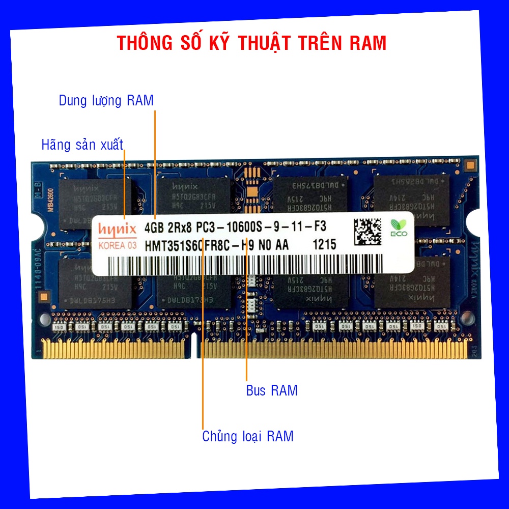 ram máy tính laptop hynix ddr3 4gb bus 1333 pc3 10600s hàng chính hãng bảo hành 01 đổi 01 trong 12 tháng