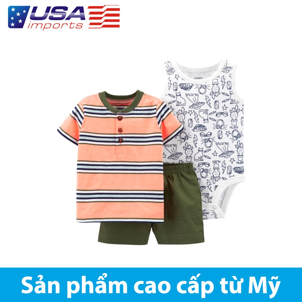 Set 3 món áo liền quần kèm quần short Car-tờ Auth Từ Mỹ (16502110)