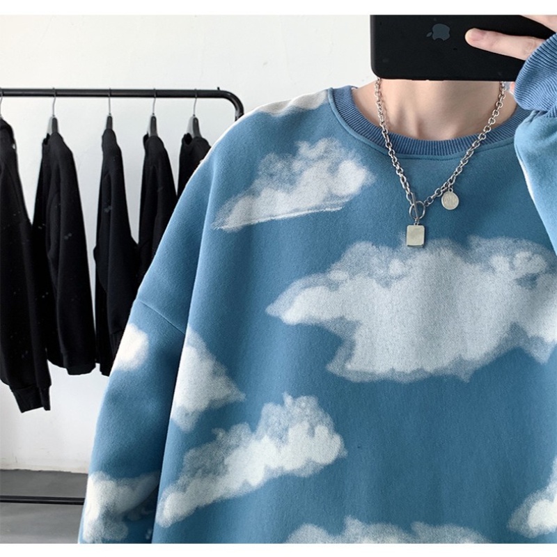 Áo Sweater Cổ Tròn Tay Dài Dáng Rộng Nhuộm Màu Độc Đáo Thời Trang Cho Nam Size M-2XL