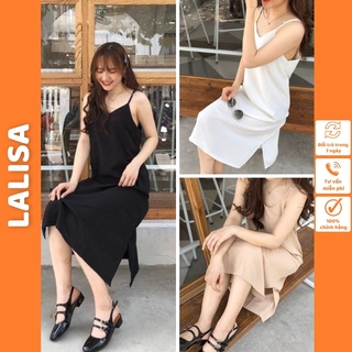 Đầm Dự TIệc Sang Trọng LALISA Đầm Maxi 2 Dây Dài Vải Đũi Thiết kế Dáng Dài Màu Trắng Đen Be Đi Chơi Đi Dạo Phố VD028