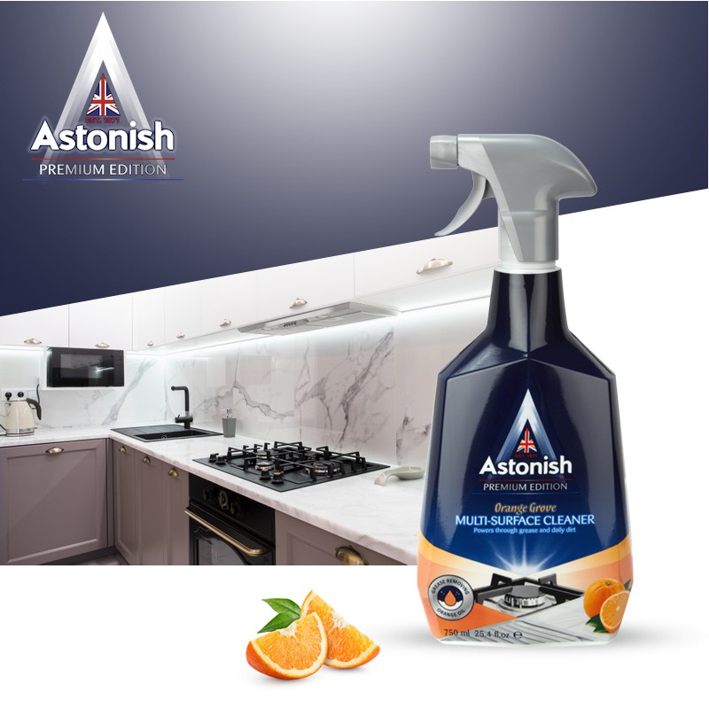Nước lau bếp tẩy rửa bếp dầu mỡ ASTONISH dung dịch tẩy rửa nhà bếp tẩy đa năng các vết bẩn trong bếp hương cam C6790